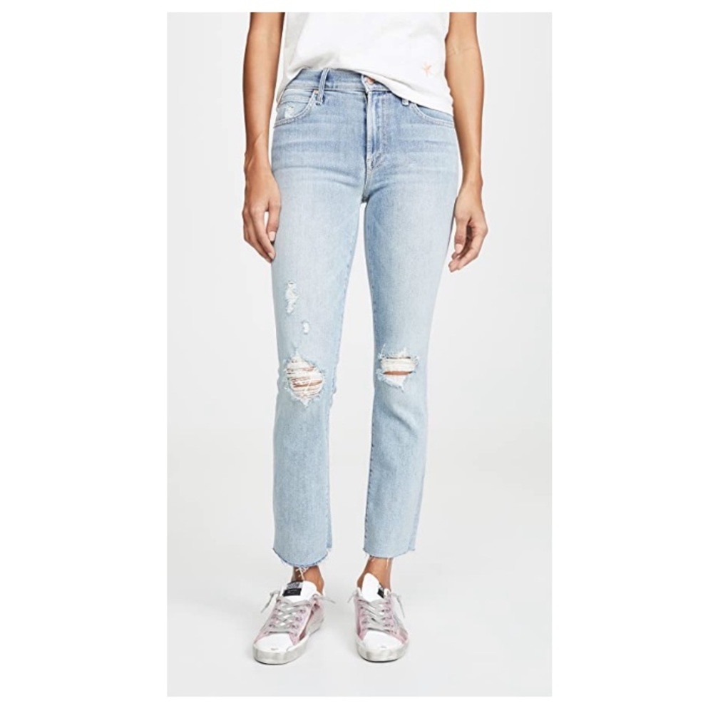 COPY - NWT MOTHER 25 Rascal Ankle Snippet light blue wash